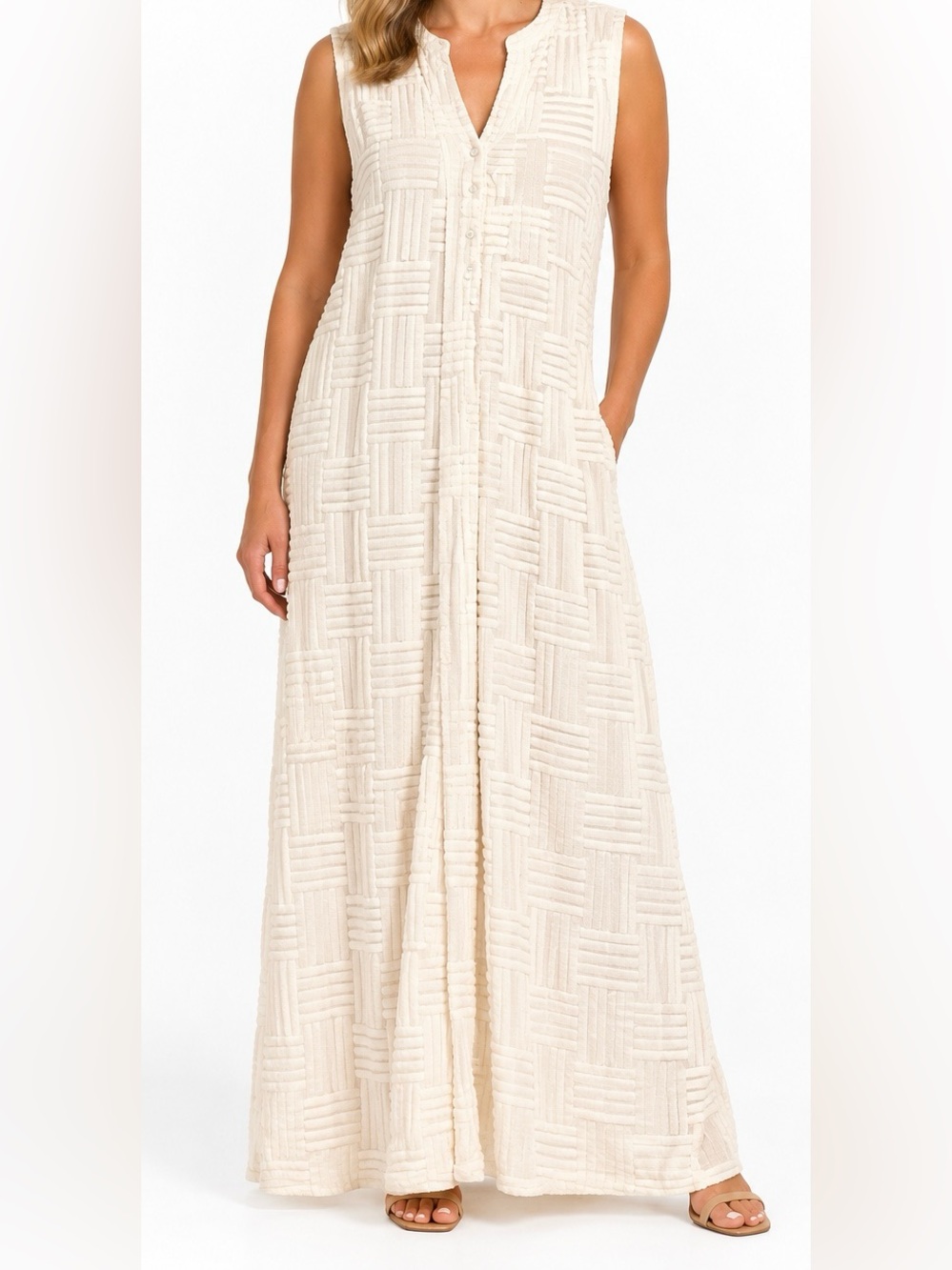 Entro Soft Cream Knit PantSuit Jumpsuit-sz M